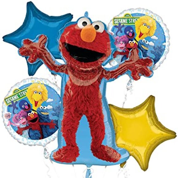 Anagram Elmo and Friends 5 Piece Balloon Bouquet Sesame Street - Picture 1 of 2